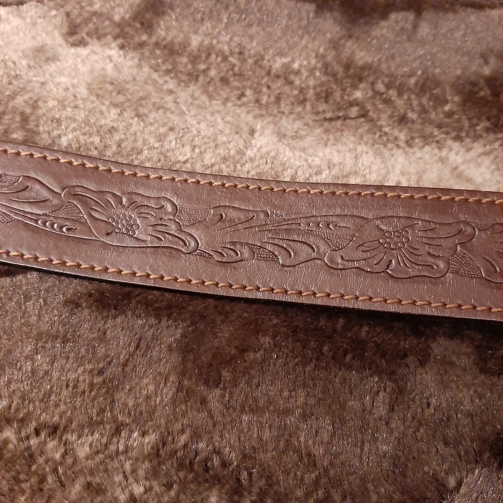 Chambers Belt Co. Top Grain Steer Hide Leather Belt 38 Tooled Floral Belt Boho